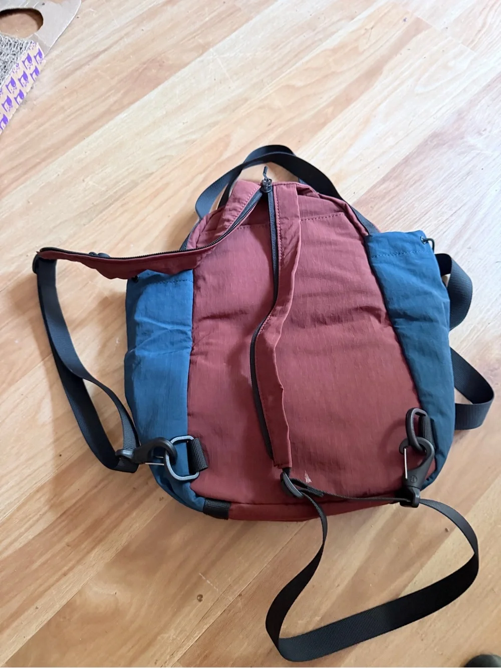 Men's Two-Tone Blue & Burgundy Crossbody Sling Bag